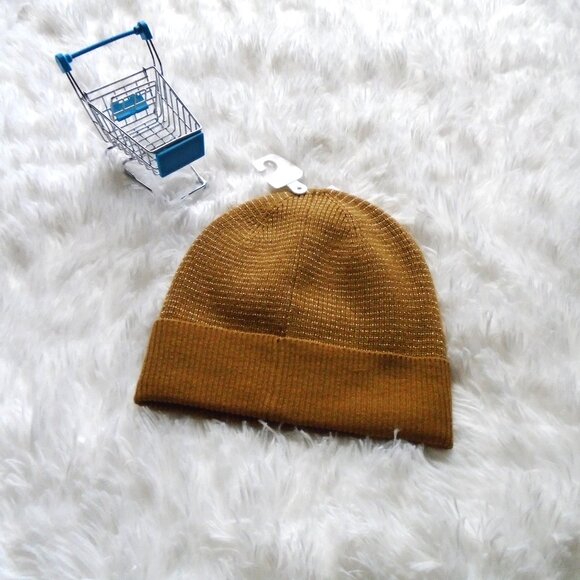 Michael Kors Metallic Wool Blend Beanie Dark Caramel Gold 1 Size main image 6